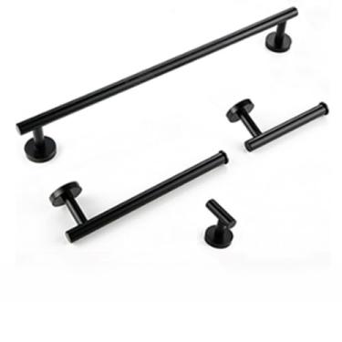 Imagem de Kit de acessórios de banheiro preto fosco, conjunto de hardware de aço inoxidável dourado, suporte de rolo de papel higiênico, gancho para robe, toalheiro, 1
