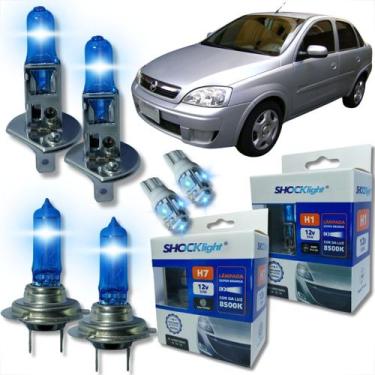 Imagem de Kit lâmpada shocklight super branca farol alto baixo e lanterna h1 h7 