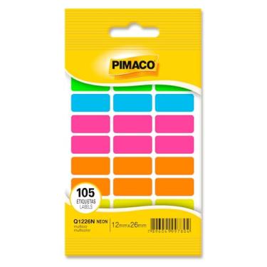 Imagem de Etiqueta Adesiva Retangular Multicolor Neon PT com 105 UN Pimaco