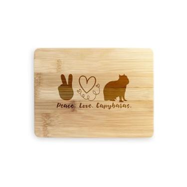 Imagem de Tábua de cortar capivaras, capivaras Peace Love, presente de capivaras, tábua de corte de bambu, ideia de presente de inauguração de casa, aniversário, ideia de presente de Natal (pequeno (20 x 15 cm)