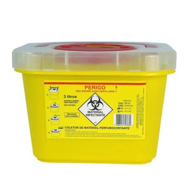 Imagem de Coletor perfuro cortante 3 litros plástico rígido de alta resistência 