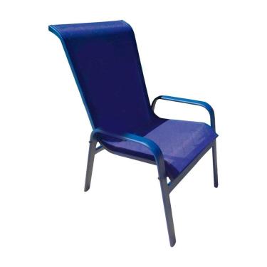 Imagem de Cadeira Gourmet Mônica Em Alumínio Preto Estofado Azul