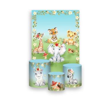 Imagem de Painel De Festa Vertical 1,50 x 2,20 + Trio De Capas Cilindro - Animai
