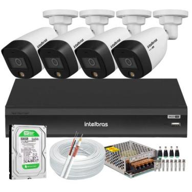Imagem de Kit Cftv Intelbras 4 Câmeras Segurança 1220 Full Color Dvr Mhdx Imhdx 