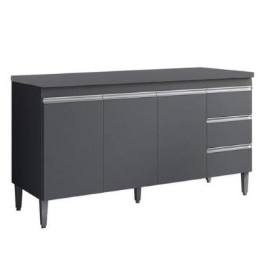 Imagem de Balcao Com Tampo 160 cm 3 Portas Andreia Cinza REAJL - REAJL Moveis, C
