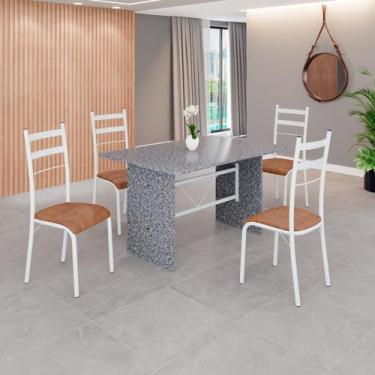 Imagem de Conjunto Sala de Jantar Mesa Retangular 120x75cm Tampo Granito Ocre 4 