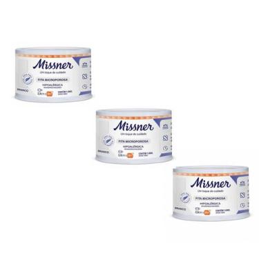 Imagem de Kit 3 Fita Cirúrgica Microporosa Branca 2,5cm X 10m  Missner