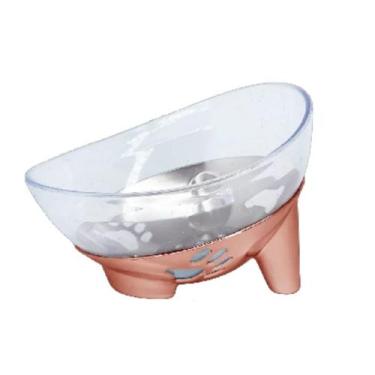 Imagem de Comedouro e Bebedouro Pet 600ml Inclinado Prime Cor Rose Para Cães e G