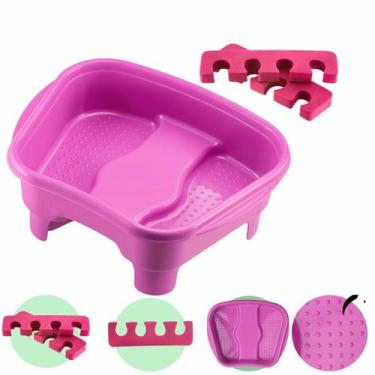 Imagem de Kit Bacia para Pés Pedestal + Separador de Dedos EVA Pedicure Salão de