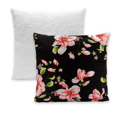 Imagem de Kit 2 Capas de Almofadas PIQUET Favinho Lisa e Estampada 40x40 C/ Zípe