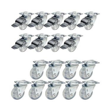 Imagem de 18 Rodízio Gel Silicone Rodinha 50mm 9 C/Trava 9 S/Trava - Desicon