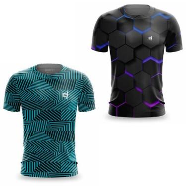Imagem de Kit 2 Camisa Dry Masculina Academia Fitness Musculação Treino Proteção