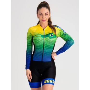 Imagem de Macaquinho De Ciclismo Feminino Manga Longa Brasil Savancini (3460), P