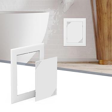 Imagem de Flamorrow Painel de acesso para drywall, porta de acesso de encanamento, 12,7 cm x 17,8 cm capa de furo de parede autoadesiva com orifício de ventilação de ar, painéis de acesso de plástico durável
