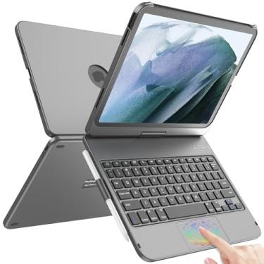 Imagem de TQQ Capa Touch iPad (A16) 11ª geração com teclado (11 polegadas, 2025) e 10ª geração (11 polegadas, 2022) - Rotação de 360°, fina e leve, trackpad multitoque para iPad (A16) 11ª/10ª geração (cinza)