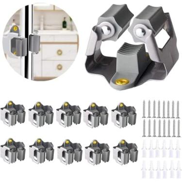 Imagem de 3-H Pacote com 10 suportes de esfregão e vassoura tamanho grande para pendurar 1 kg extra, suporte de vassoura suporte de parede para pendurar e organizar ferramentas de quintal em galpão de cozinha