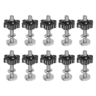 Imagem de HARFINGTON Kit de 10 parafusos T M6 x parafusos rosqueados de 40 mm M6 x 25 mm com arruela para gabaritos e luminárias de marcenaria, preto