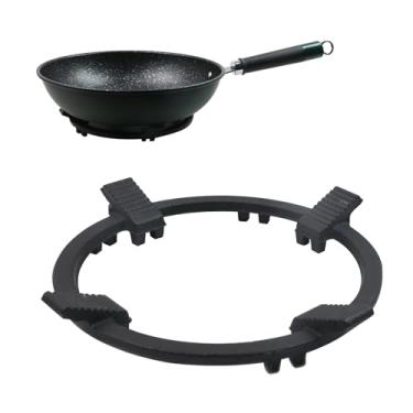 Imagem de Crapyt Anel Wok para fogão a gás rack de fogão a gás suporte ferro fundido wok anel queimador grelha antiderrapante anel redutor de anel de gás para a maioria dos fornos a gás grades de queimador para
