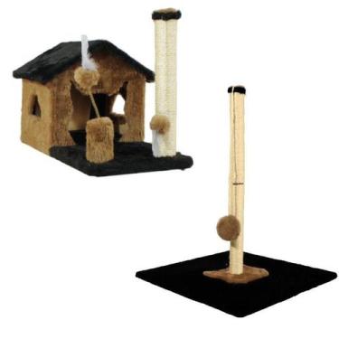 Imagem de Arranhador Para Gatos Com Sisal Poste G - Miupet , PRETO / CORTIÇA