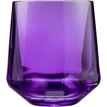 Imagem de Drinique Taças de vinho inquebráveis sem haste (conjunto com 4) 355 ml Tritan de vidro de plástico sem haste para uso interno ou externo - roxo