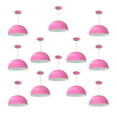 Imagem de Kit 12 Luminária Pendente Meia Lua 24cm Com Interior Branco Brilho Fia
