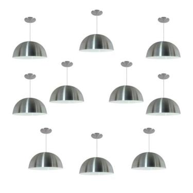 Imagem de Kit 10 Luminária Pendente Meia Lua 24cm Com Interior Branco Brilho Fia