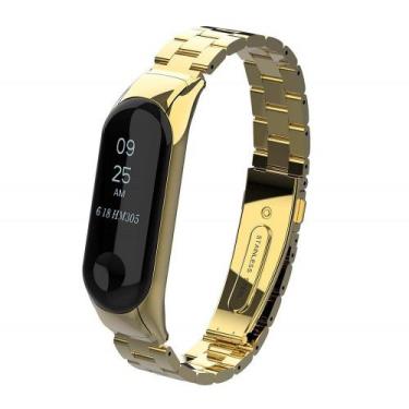 Imagem de Pulseiras NSmart em aço 3 elos compatível com MI Band 4 ou 3 + Películ