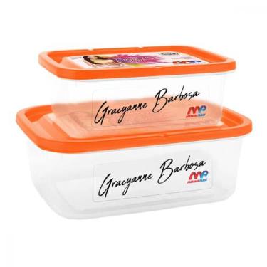 Imagem de Kit 2 Marmitas Fitness Dieta Potes Plástico Porta Alimentos Vasilhas p