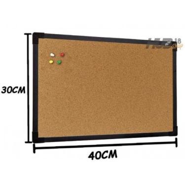Imagem de Quadro Cortiça Aviso Fotos Mural 40X30cm Moldura Preta Stalo