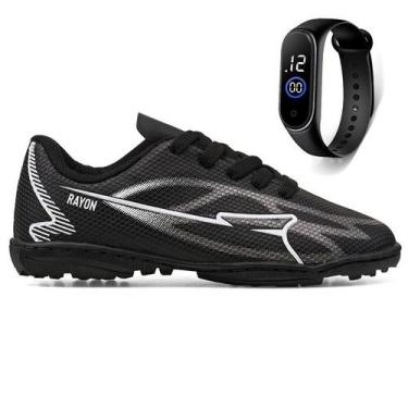 Imagem de Kit Chuteira Infantil Futebol Campo Society Meninos + Relógio - Rayon 