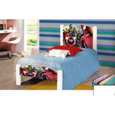 Imagem de Cama Solteiro Infantil Adesivada Vingadores 2 Com Grade - CAMAS VALINO