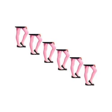 Imagem de Kit com 6 Meias Calças Infantil Fio 70 Canelada Selene 9500-001, Rosa,