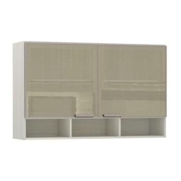 Imagem de Armário 120cm 2 Portas C/Vidro Reflecta Bronze + Nicho Lis - LUCIANE M