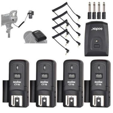 Imagem de Rádio Flash 16 Canais com Transmissor + 4 Receptor para Flashes Estúdi
