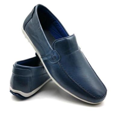 Imagem de Sapato Masculino Mocassim Sapatilha Sider Couro Bm Brasil 175/10 Azul 