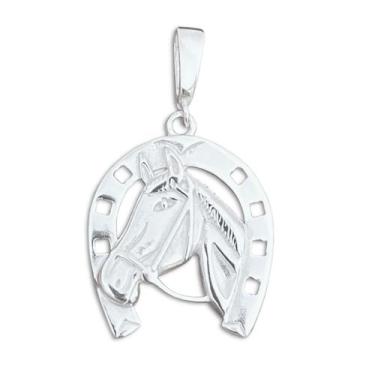 Imagem de Pingente Cavalo Ferradura Prata 925 Legítima Maciça Unissex - Hakuna J