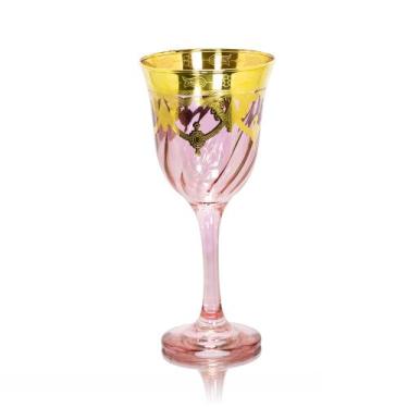 Imagem de Taça Vinho Cristal Italiano Rosa Guirlandas em Ouro - LUXdécor