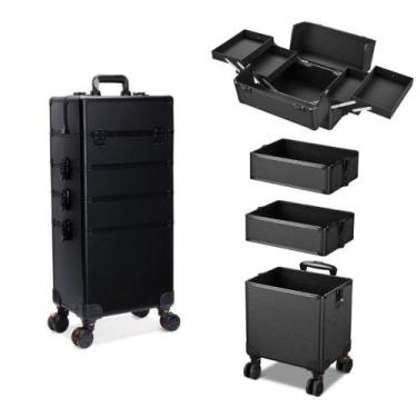 Imagem de Maleta Mala de Maquiagem Profissional Com Divisórias e Rodinha 360 Gra