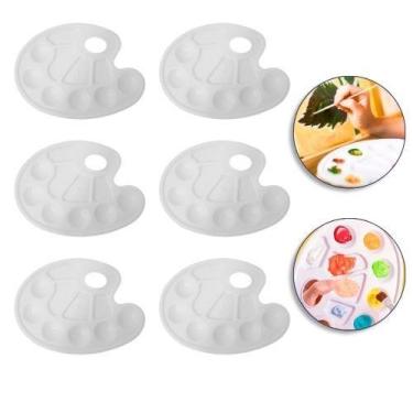 Imagem de Kit 6 Paleta Godê Para Pintura Tinta Aquarela 10 Cavidades Plástico Pa