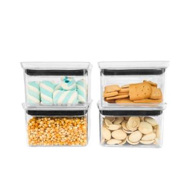 Imagem de Kit Potes Herméticos 4un 550ml Acrílico Empilháveis Resistente Cozinha