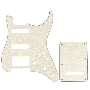 Imagem de Musiclily Kit Escudo HSS Pickguard Com Tampa Traseira para Guitarra Fender EUA/Mexicana Made Stratocaster Standard Estilo Moderno, 4 Camadas Pergaminho Perolado