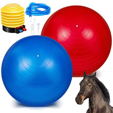 Imagem de Sotiff 2 bolas de cavalo grandes de 76 cm para brincar de pastoreio, bola de cavalo para brinquedos de futebol anti-explosão, bomba incluída