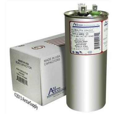 Imagem de AMRAD Substituição Goodman Cap050700440Ct - 70 + 5 Uf/Mfd 370/440 Vac Capacitor Universal Duplo Redondo, Fabricado Nos Eua