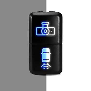 Imagem de [DASHCAM/Câmera reversa] Substituição de botão de pressão de duas funções/duas cores para Toyota Tundra Tacoma 4Runner FJ Cruiser etc - Tamanho 2,1 x 3,9 cm - Azul-Branco/Azul-Branco