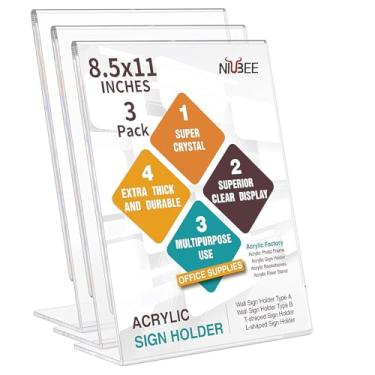 Imagem de NIUBEE suporte de placa de acrílico 21,5 x 28 cm, pacote com 3