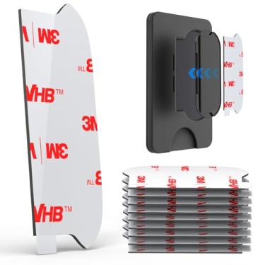 Imagem de pop-tech Adesivo adesivo de substituição para carteira soquete mais base oval, 9 peças 3M VHB adesivos de cola forte para carteira de celular + capa traseira, fita dupla face para todos os celulares