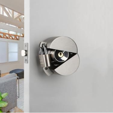 Imagem de Dispositivo de bloqueio da maçaneta da porta, tampa metálica de aço inoxidável para desativar a maçaneta/torneira/válvula, evita o giro da maçaneta da porta e o acesso à fechadura, evita o