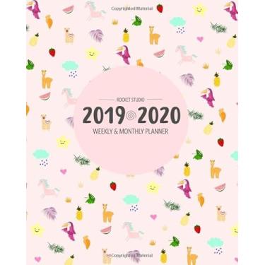 Imagem de Rocket Studio 2019-2020 Weekly & Monthly Planner: Calendar & Academic Organizer (Sept 19-Dec 20) | Cute Pastel Pink Llamas and Unicorns For Girls (Rocket Studio Planners US Edition)
