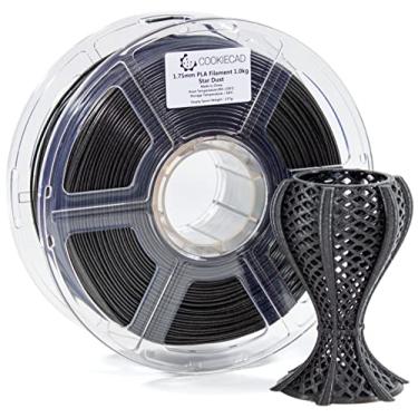 Imagem de Cookiecad Poeira estrela, PLA com glitter preto translúcido, filamento de impressora 3D com glitter, 1,75 mm, 1 kg