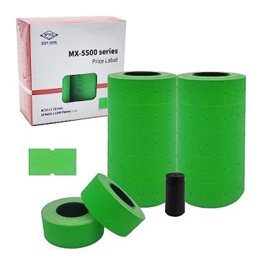 Imagem de Motex 1 linha de etiquetas - verde 10.000 etiquetas de arma de preço e data em branco com 1 rolo de tinta, serve para MX-5500 e Perco 1 linha preço e armas de data (branco + amarelo "venda", 5 rolos +